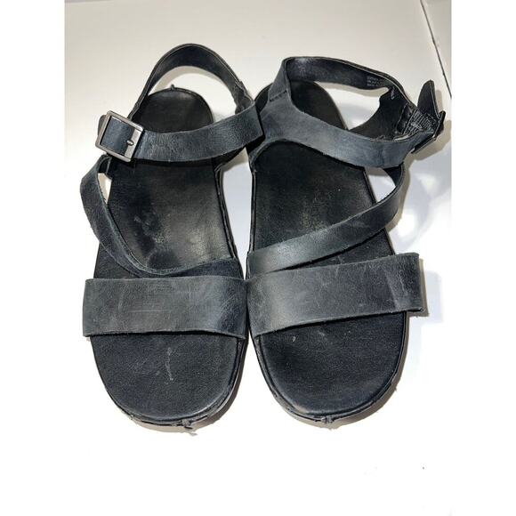 Korks by kork-ease black flat platform ankle strap sandal size 6 - Picture 1 of 7
